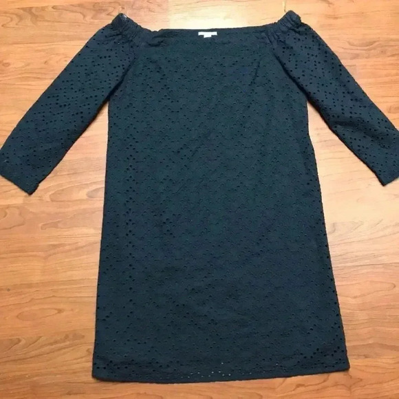 Halogen Eyelet Off the Shoulder Navy Dress, XS - Picture 2 of 6